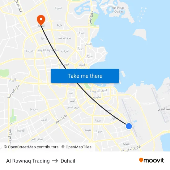 Al Rawnaq Trading to Duhail map
