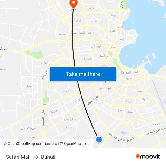 Safari Mall to Duhail map