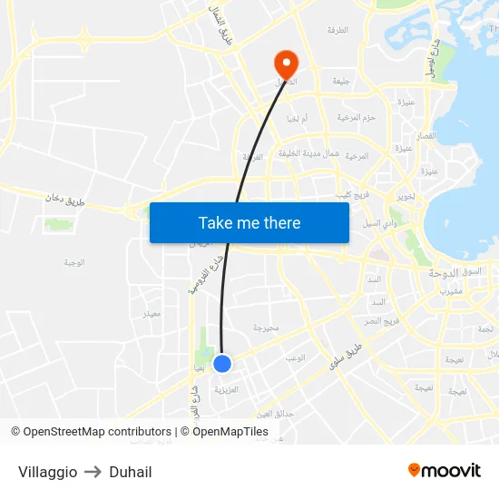 Villaggio to Duhail map
