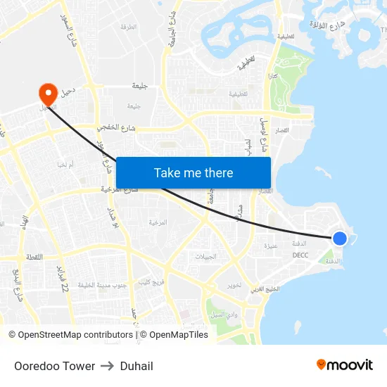 Ooredoo Tower to Duhail map