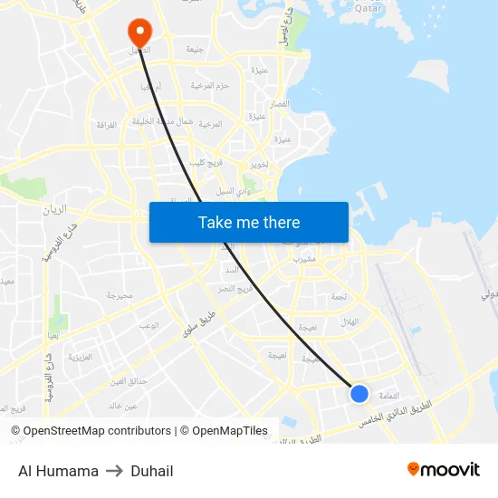Al Humama to Duhail map