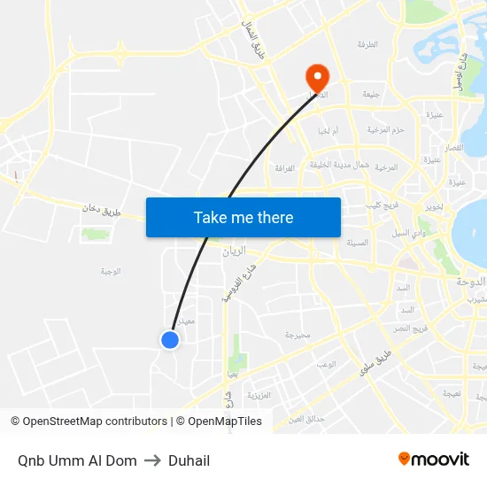 Qnb Umm Al Dom to Duhail map
