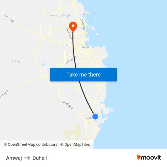 Amwaj to Duhail map