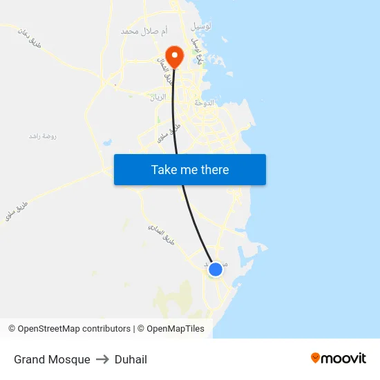 Grand Mosque to Duhail map