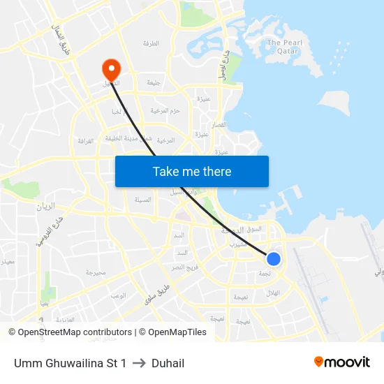 Umm Ghuwailina St 1 to Duhail map