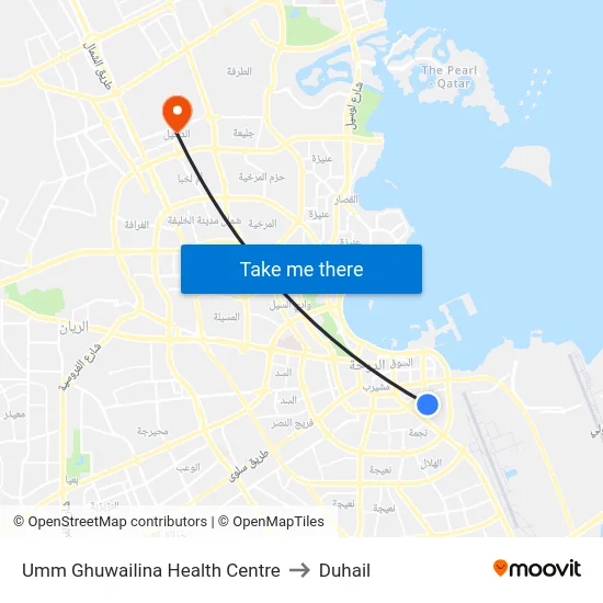 Umm Ghuwailina Health Centre to Duhail map
