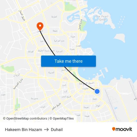 Hakeem Bin Hazam to Duhail map