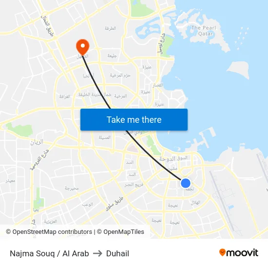 Najma Souq / Al Arab to Duhail map