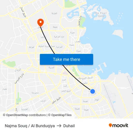 Najma Souq / Al Bunduqiya to Duhail map