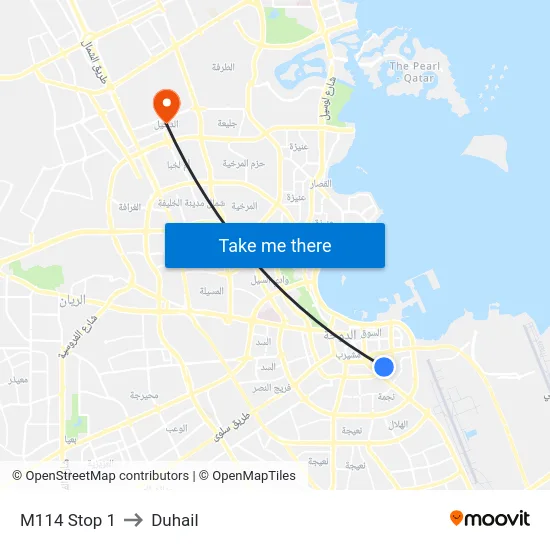 M114 Stop 1 to Duhail map