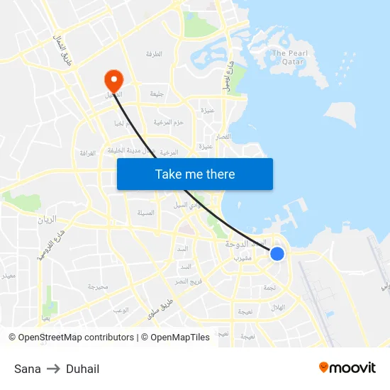 Sana to Duhail map