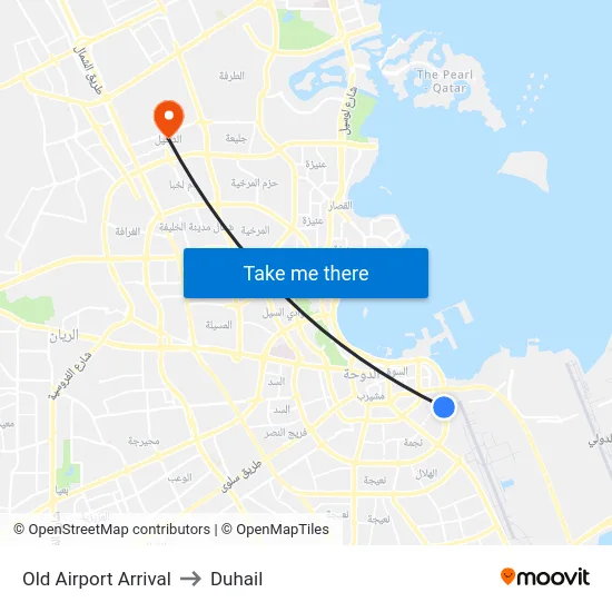 Old Airport Arrival to Duhail map
