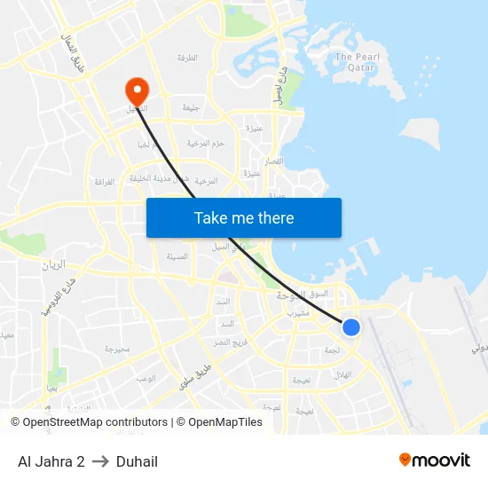 Al Jahra 2 to Duhail map