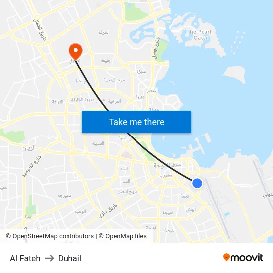 Al Fateh to Duhail map