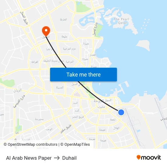 Al Arab News Paper to Duhail map