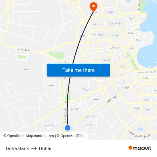 Doha Bank to Duhail map