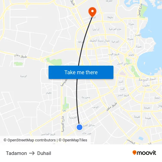 Tadamon to Duhail map