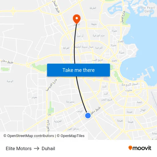Elite Motors to Duhail map