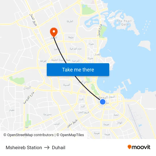 Msheireb Station to Duhail map