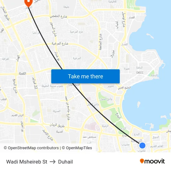 Wadi Msheireb St to Duhail map