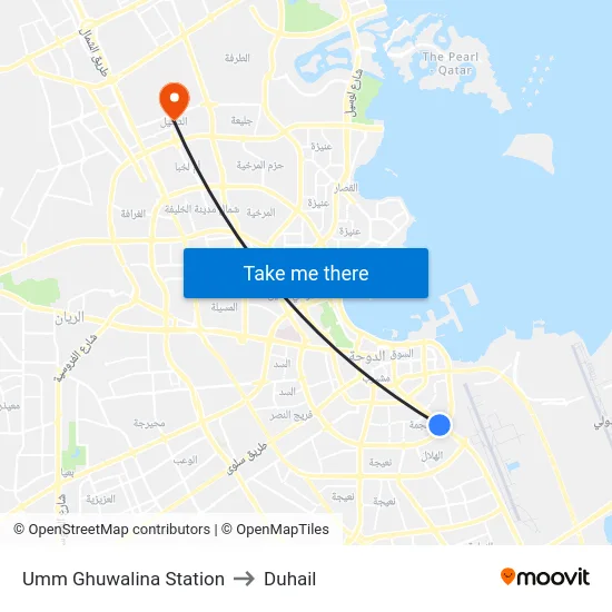 Umm Ghuwalina Station to Duhail map
