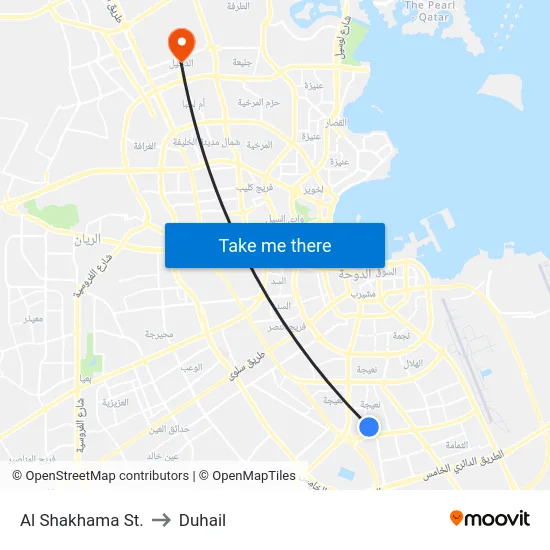 Al Shakhama St. to Duhail map