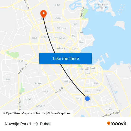 Nuwaija Park 1 to Duhail map