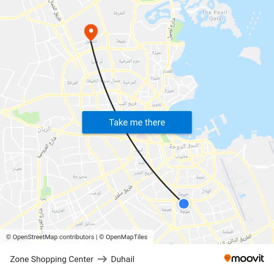 Zone Shopping Center to Duhail map