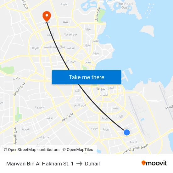 Marwan Bin Al Hakham St. 1 to Duhail map