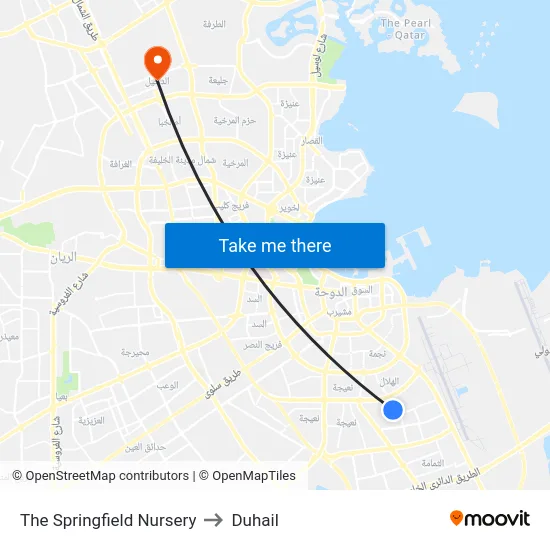 The Springfield Nursery to Duhail map