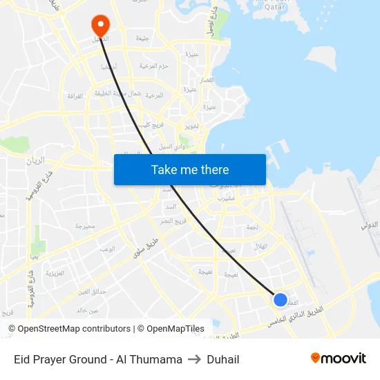Eid Prayer Ground - Al Thumama to Duhail map