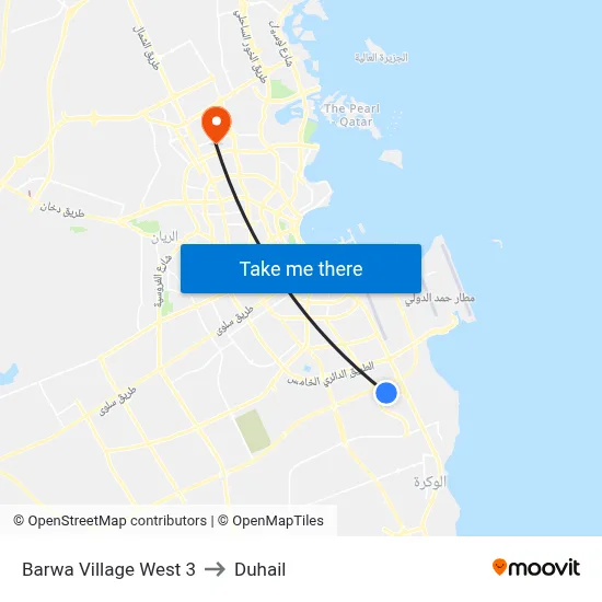 Barwa Village West 3 to Duhail map