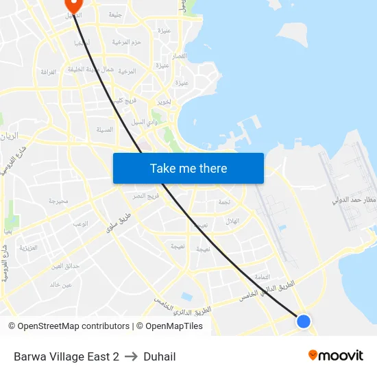 Barwa Village East 2 to Duhail map