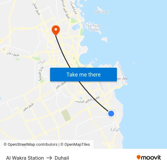 Al Wakra Station to Duhail map