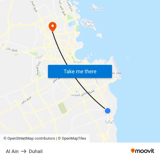 Al Ain to Duhail map