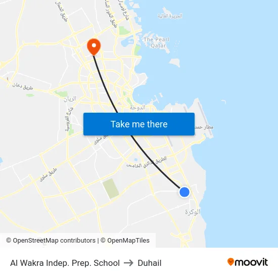 Al Wakra Indep. Prep. School to Duhail map