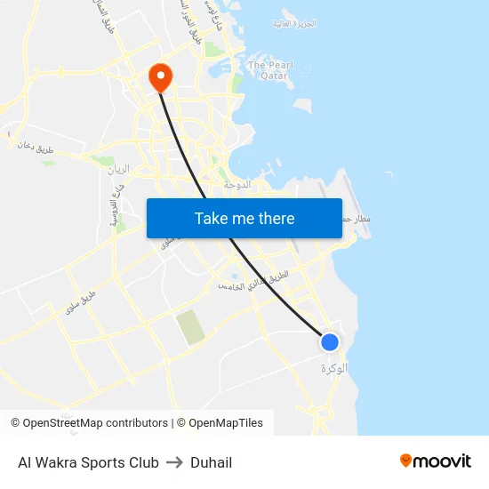 Al Wakra Sports Club to Duhail map