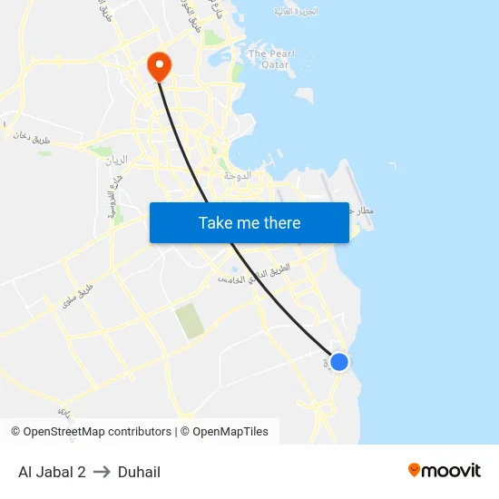 Al Jabal 2 to Duhail map