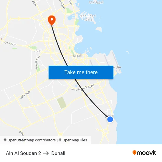 Ain Al Soudan 2 to Duhail map