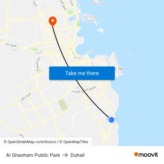 Al Ghasham Public Park to Duhail map