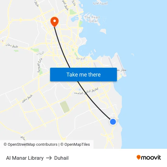 Al Manar Library to Duhail map