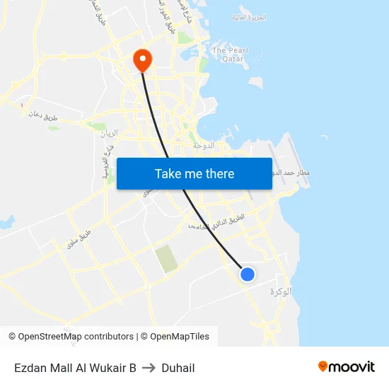 Ezdan Mall Al Wukair B to Duhail map