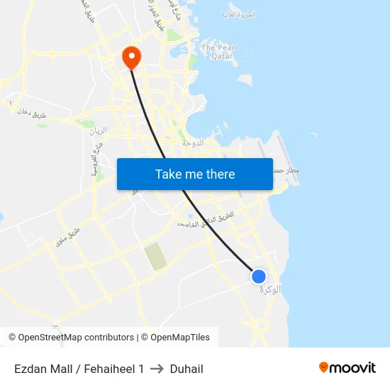 Ezdan Mall / Fehaiheel 1 to Duhail map