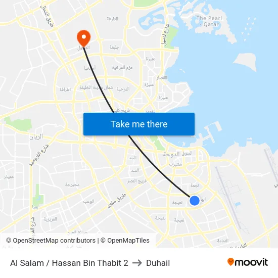 Al Salam / Hassan Bin Thabit 2 to Duhail map