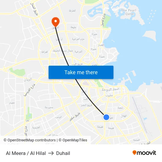 Al Meera / Al Hilal to Duhail map