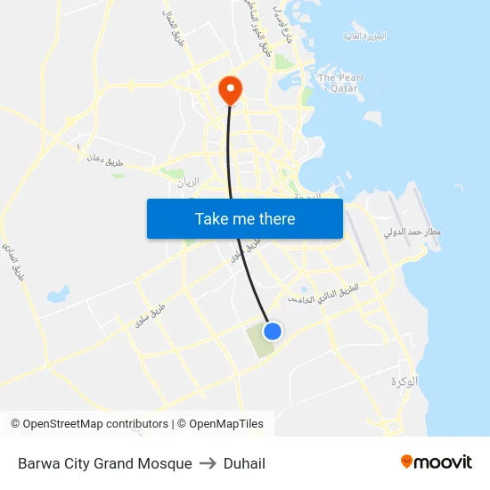 Barwa City Grand Mosque to Duhail map