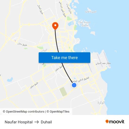 Naufar Hospital to Duhail map