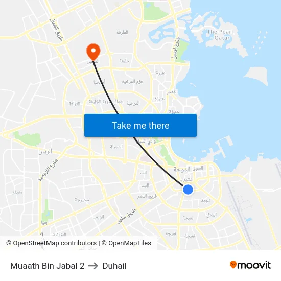 Muaath Bin Jabal 2 to Duhail map