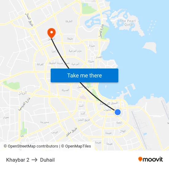 Khaybar 2 to Duhail map