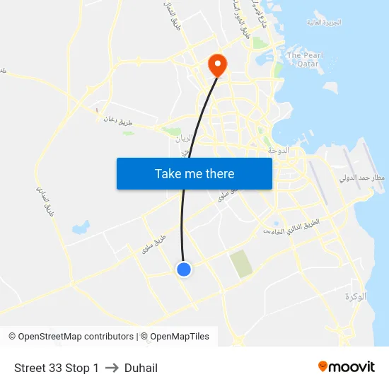 Street 33 Stop 1 to Duhail map